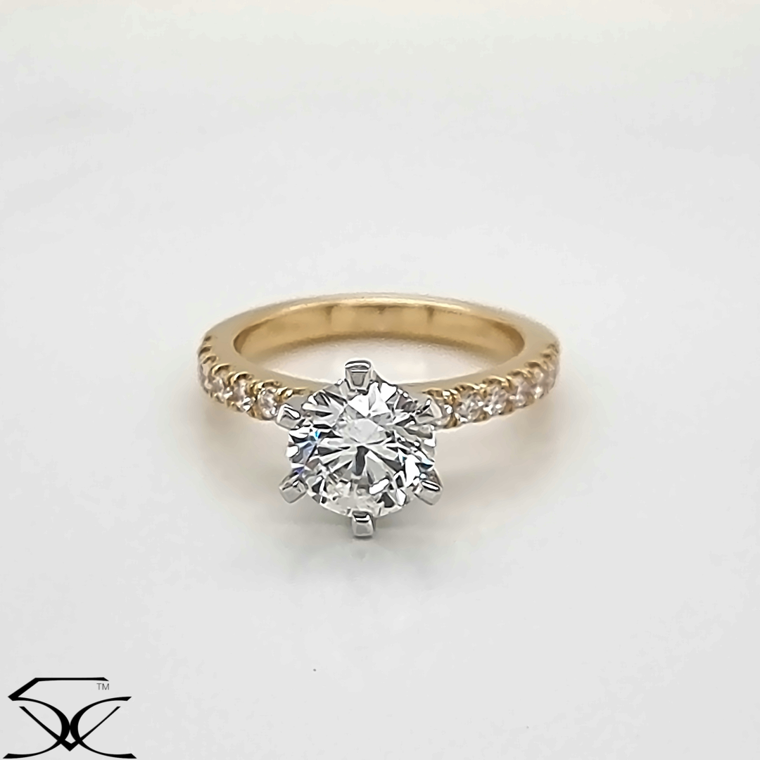 Round Brilliant Cut Solitaire Lab Grown Diamonds Two-Tone Gold Engagement Ring