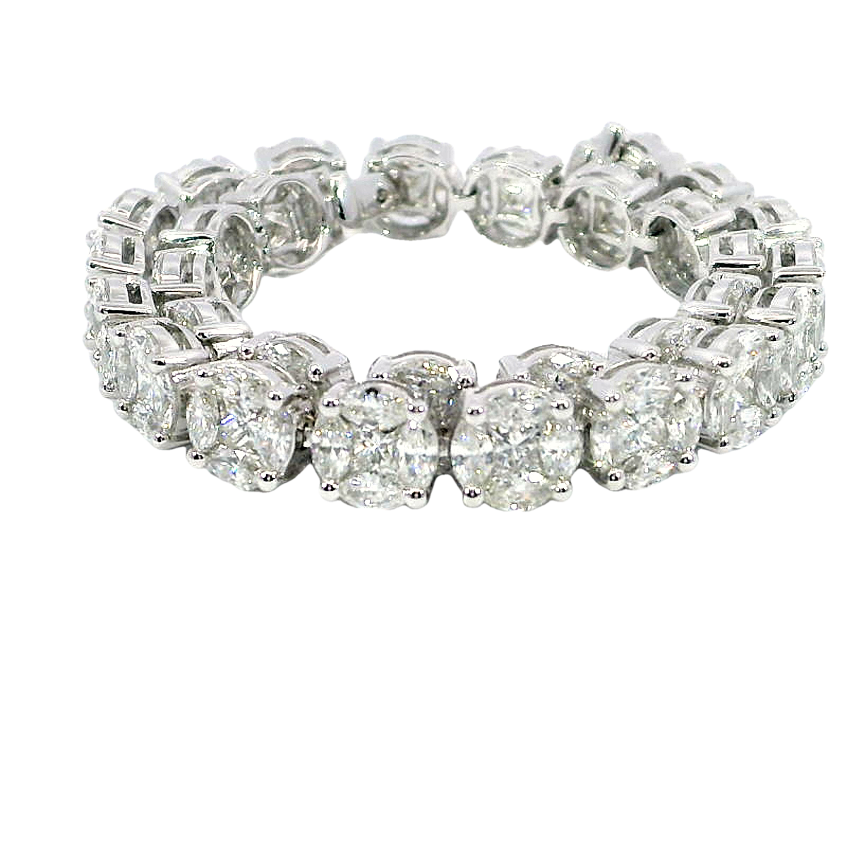 8.70 Carat Natural Diamond Illusion Set Tennis Bracelet in 18K White Gold