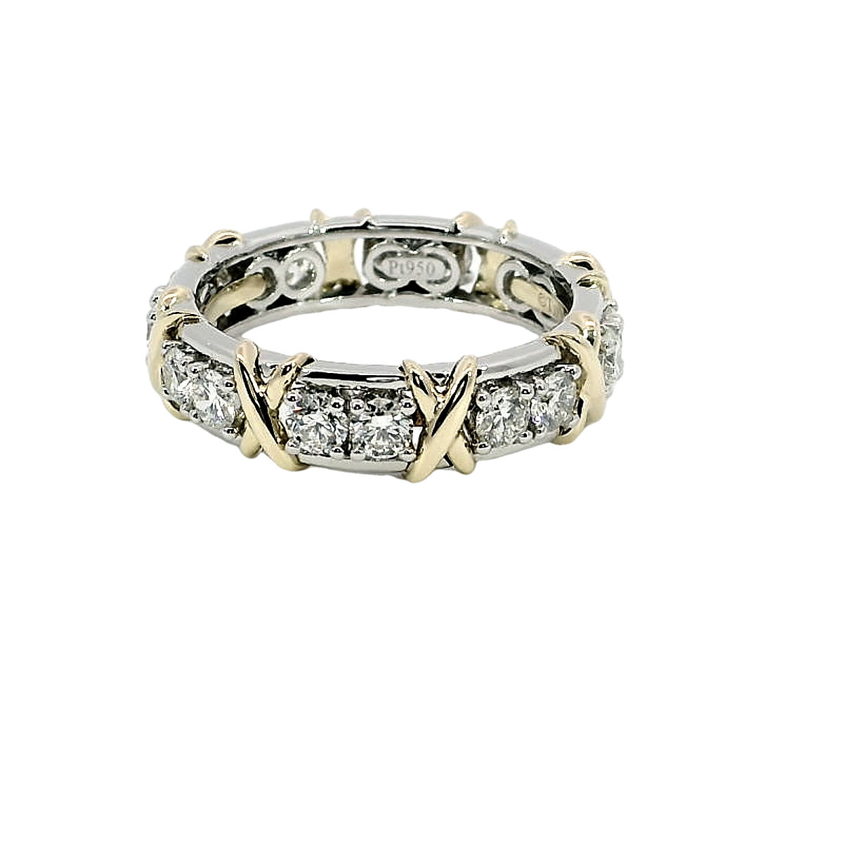 1.20 Carat F-G/VS1-VS2 Natural Diamond Wedding/Eternity Ring in 18K Yellow Gold and Platinum PT950