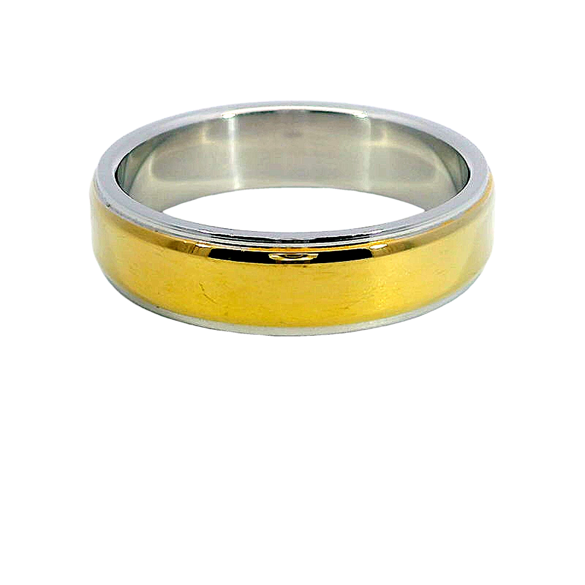 Men's Two-Tone Round/Semi-Round Matt and Polished Finished Wedding Ring