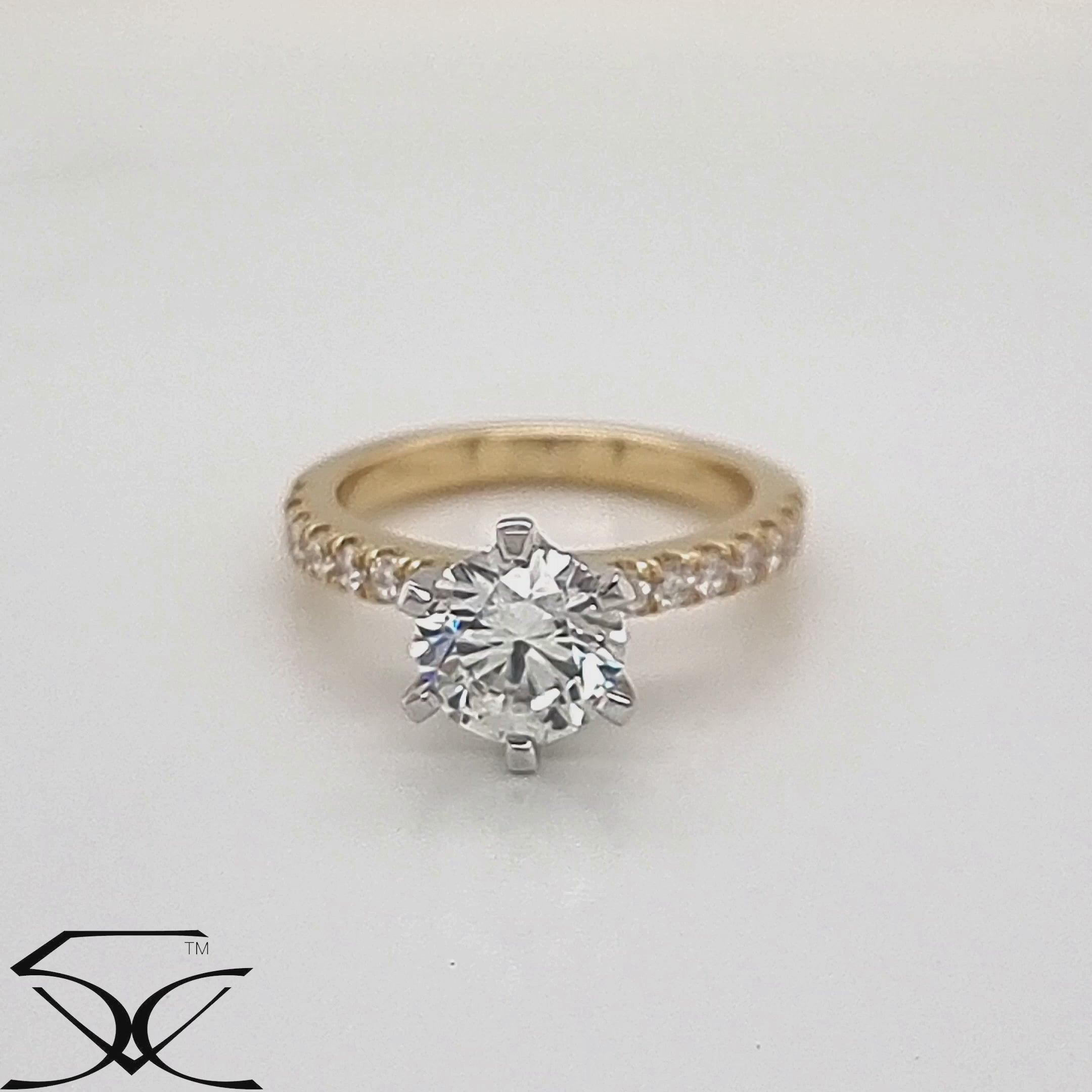 1.88 CT Six Claw Round Brilliant Cut Lab Grown Diamond Engagement Ring 18 K Yellow & White Gold